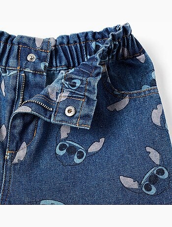 Short en jean avec motif Stitch et taille paperbag