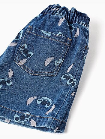 Short en jean avec motif Stitch et taille paperbag
