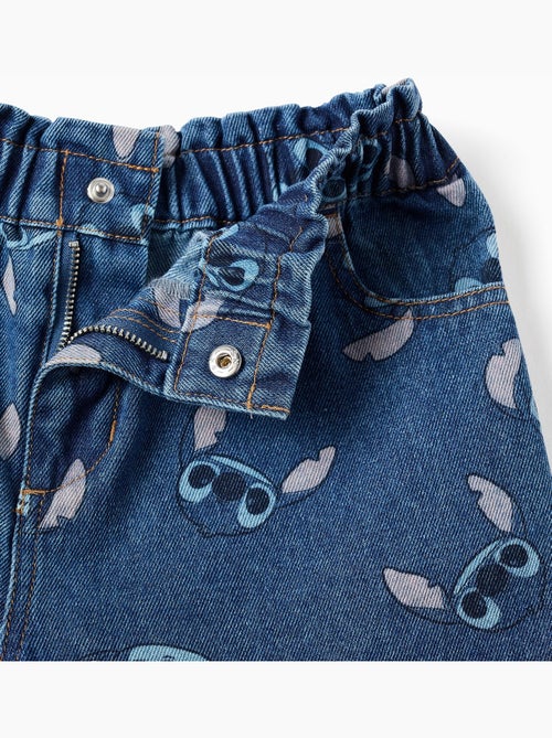Short en jean avec motif Stitch et taille paperbag - Kiabi