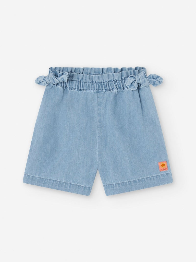 Short en Jean avec Nœuds Décoratifs Bleu - Kiabi