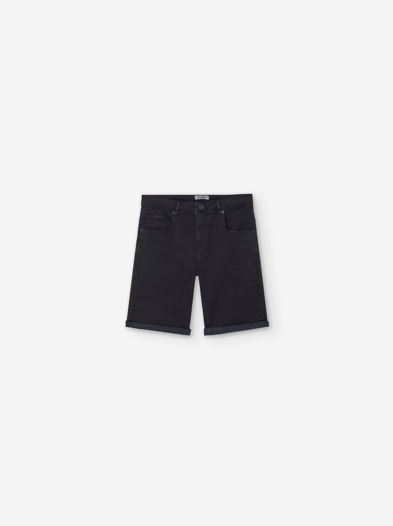 Short en Jean avec Ourlet Plié Noir - Kiabi