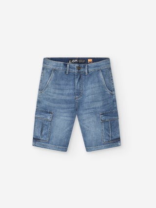 Short en Jean avec Poches Cargo