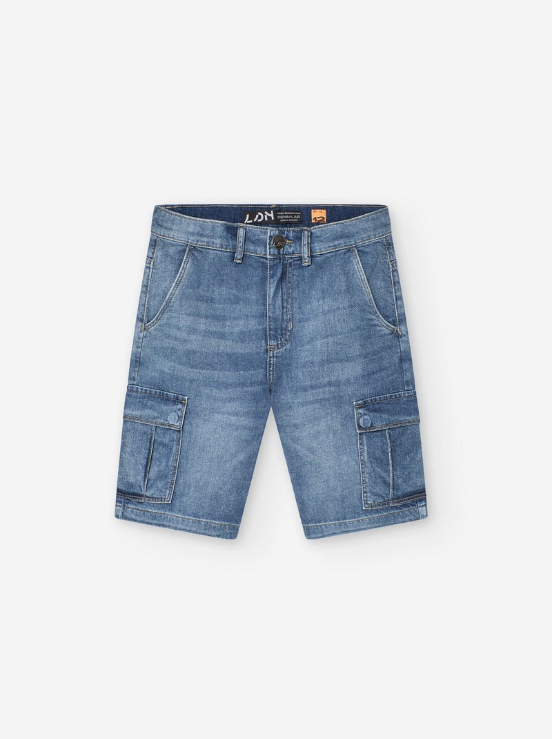 Short en Jean avec Poches Cargo Bleu - Kiabi