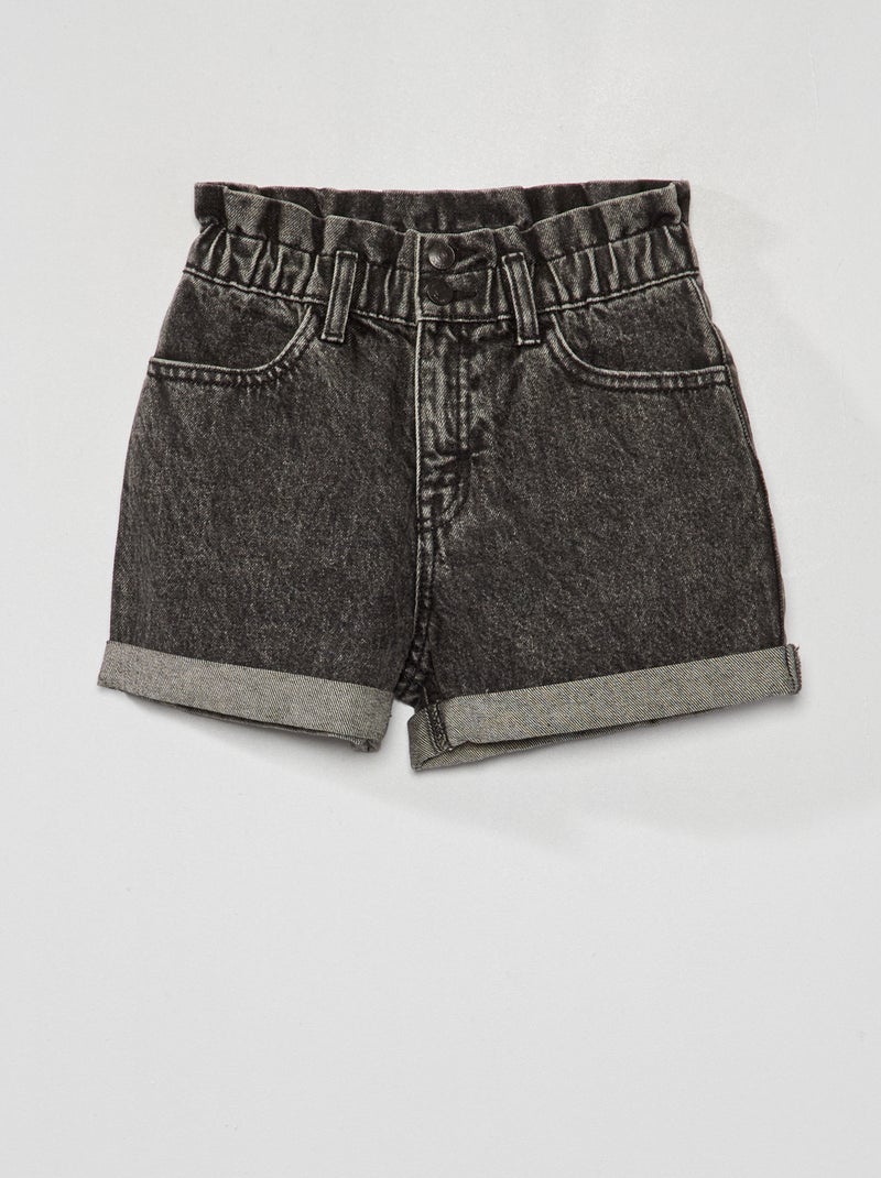 Short en jean avec revers Noir - Kiabi
