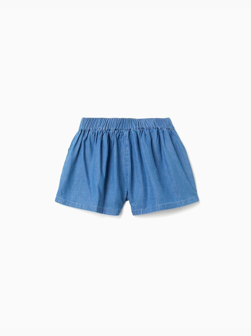 Short en jean avec taille élastique et poches Bleu clair - Kiabi