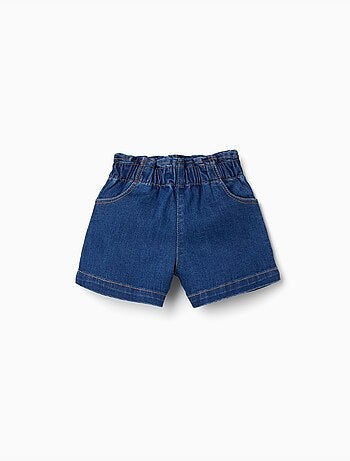 Short en jean avec taille paperbag et poches