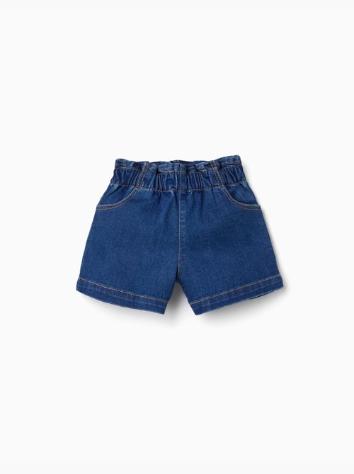 Short en jean avec taille paperbag et poches - Kiabi