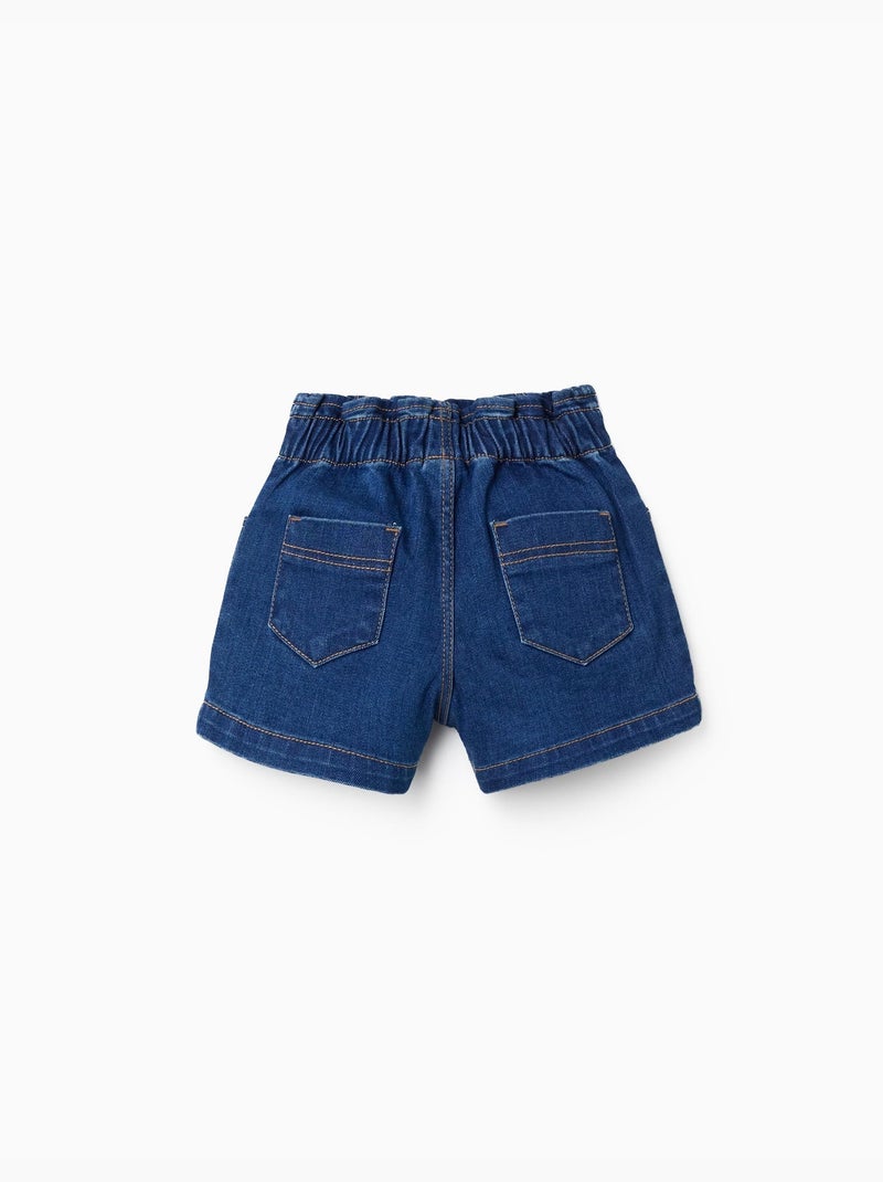 Short en jean avec taille paperbag et poches Bleu Bleu - Kiabi