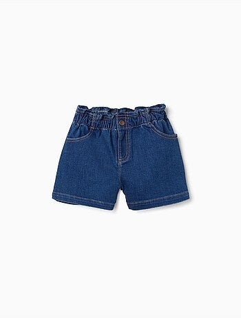 Short en jean avec taille paperbag et poches