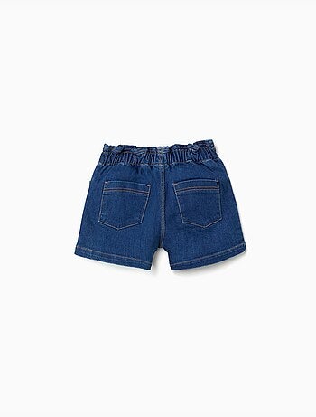 Short en jean avec taille paperbag et poches