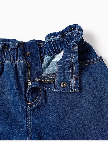 Short en jean avec taille paperbag et poches