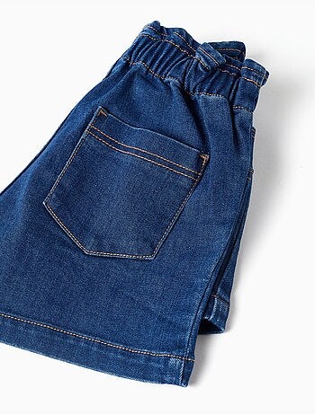 Short en jean avec taille paperbag et poches