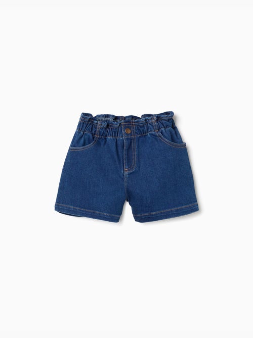 Short en jean avec taille paperbag et poches - Kiabi