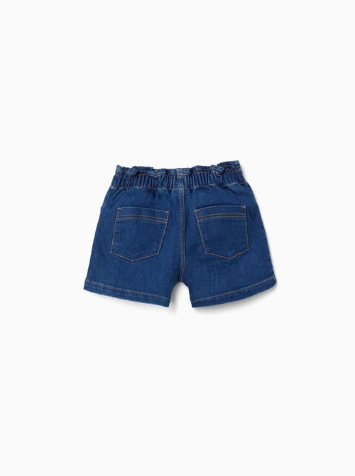 Short en jean avec taille paperbag et poches - Kiabi