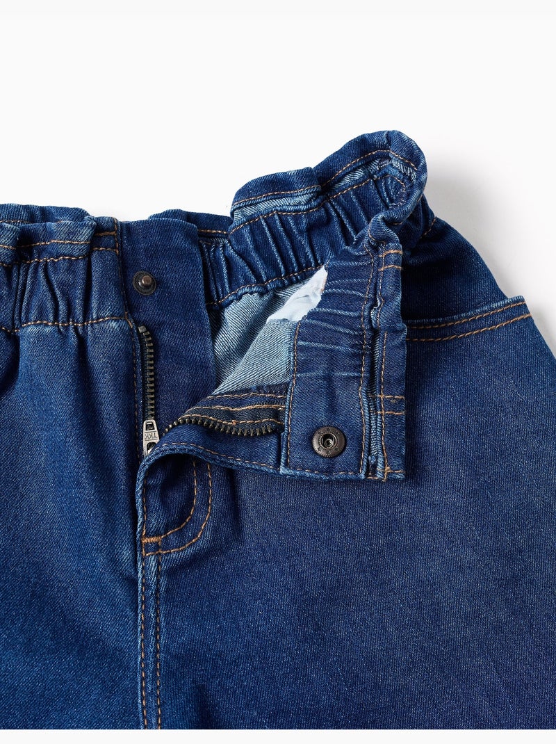 Short en jean avec taille paperbag et poches Bleu Bleu - Kiabi
