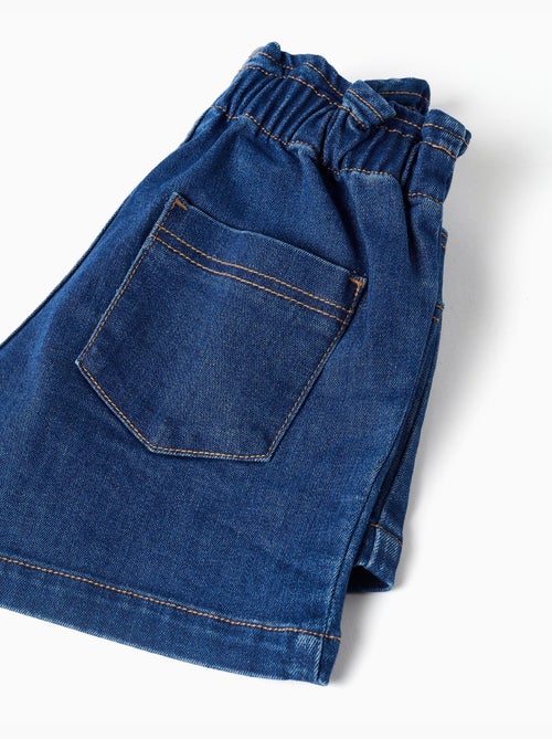 Short en jean avec taille paperbag et poches - Kiabi