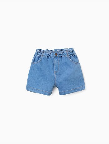 Short en jean avec taille paperbag et poches