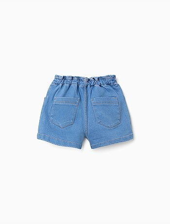 Short en jean avec taille paperbag et poches