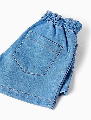 Short en jean avec taille paperbag et poches