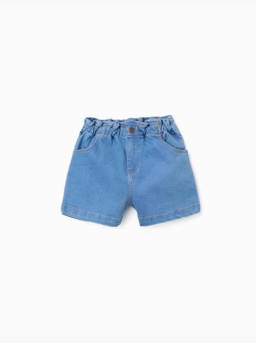 Short en jean avec taille paperbag et poches - Kiabi