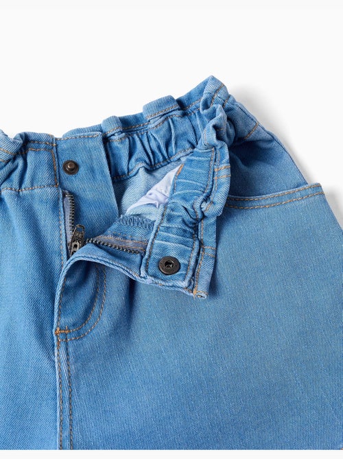 Short en jean avec taille paperbag et poches - Kiabi