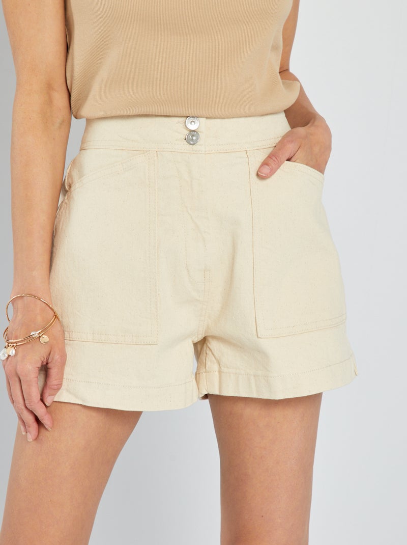Short en jean Beige - Kiabi