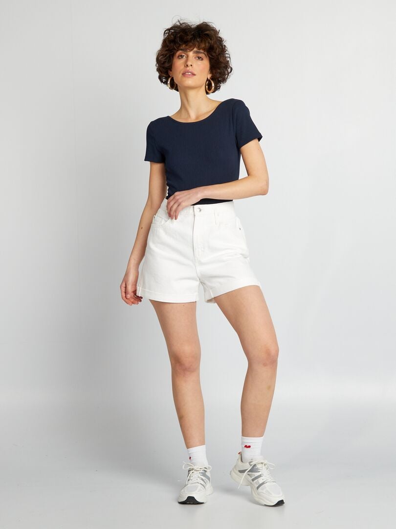 Short en jean Blanc - Kiabi