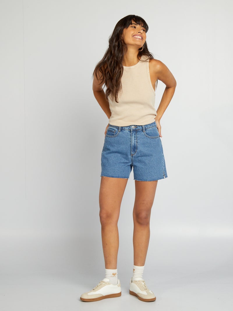 Short en jean coupé à cru Bleu - Kiabi