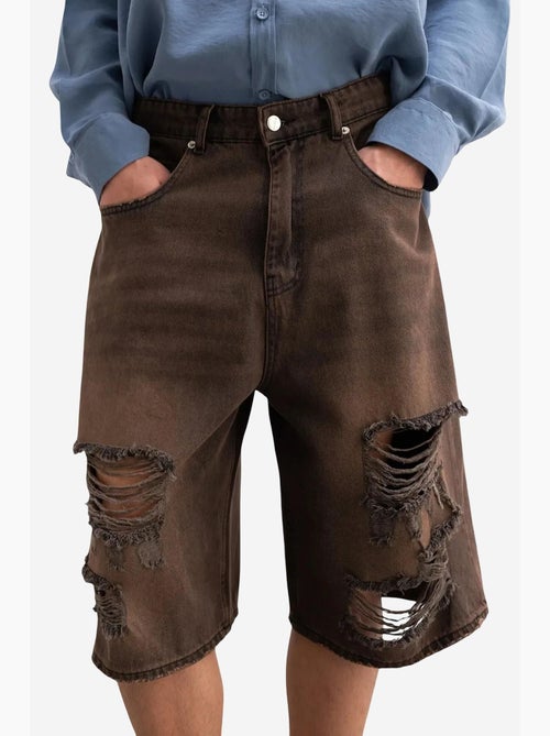 Short en jean déchiré mi-long giesto - Kiabi Short en jean déchiré mi-long giesto - Kiabi