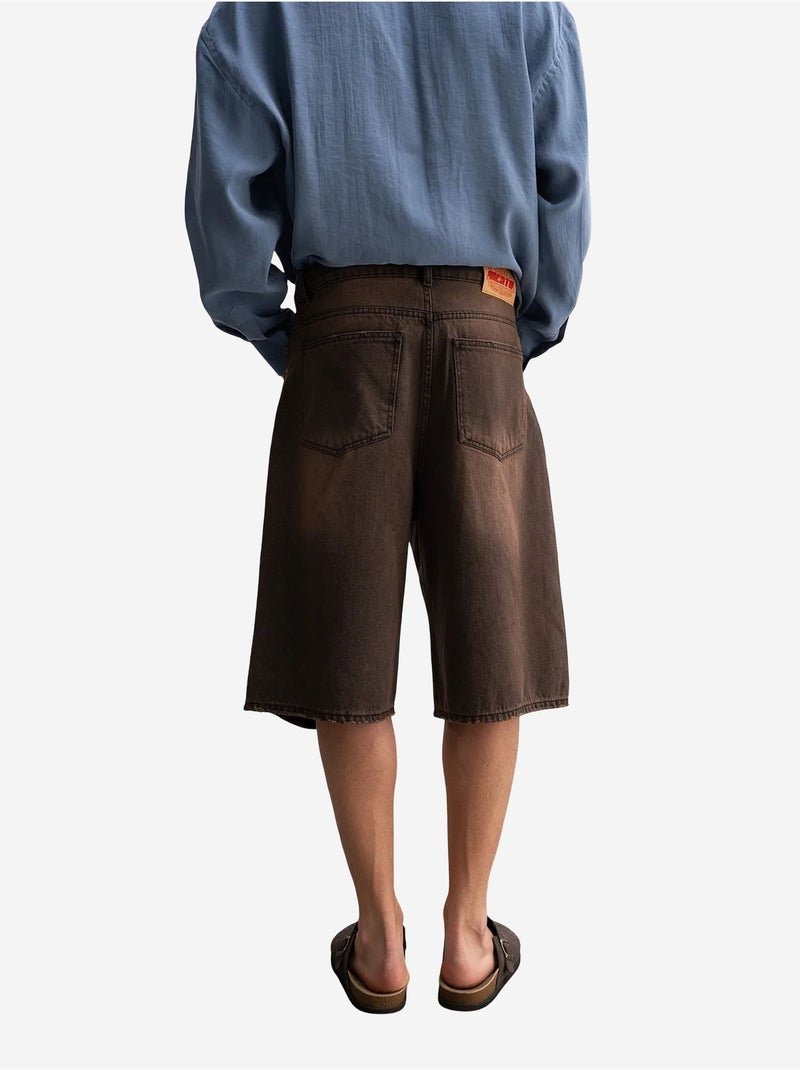 Short en jean déchiré mi-long giesto Marron clair - Kiabi