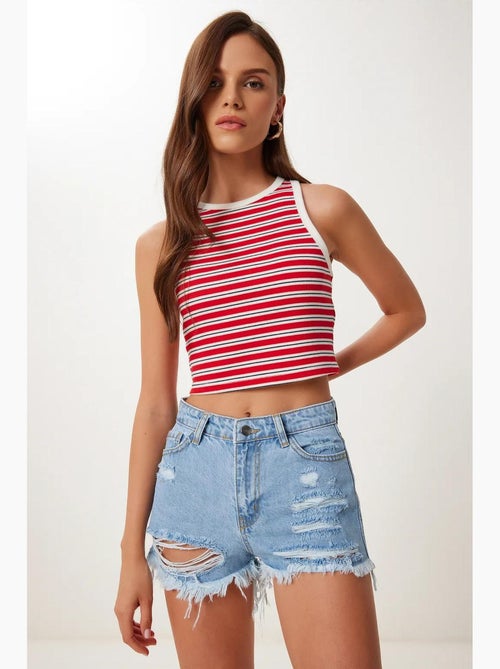 Short en jean déchiré taille haute istanbul - Kiabi Short en jean déchiré taille haute istanbul - Kiabi