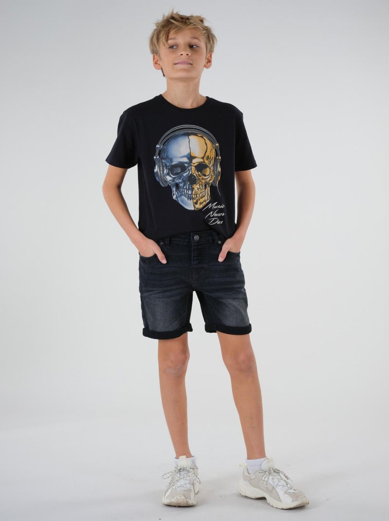 Short en jean 'Deeluxe' Noir Gris - Kiabi