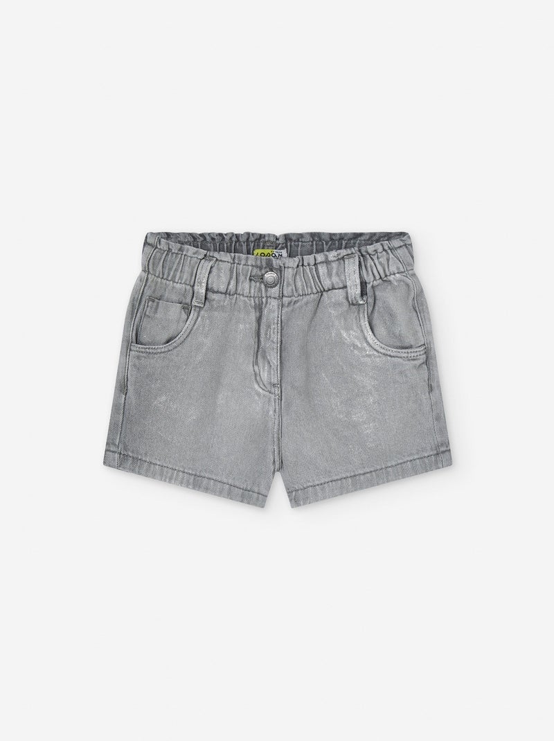 Short en Jean Effet Brillant Gris - Kiabi