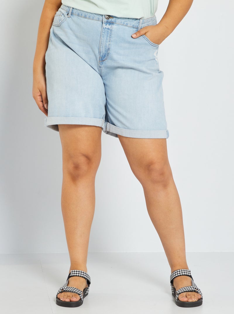 Short en jean effet troué Bleu clair - Kiabi