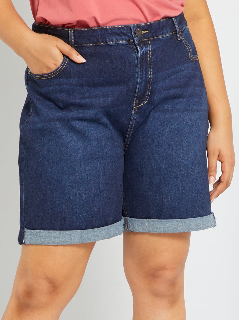 Short en jean effet troué Bleu Foncé - Kiabi