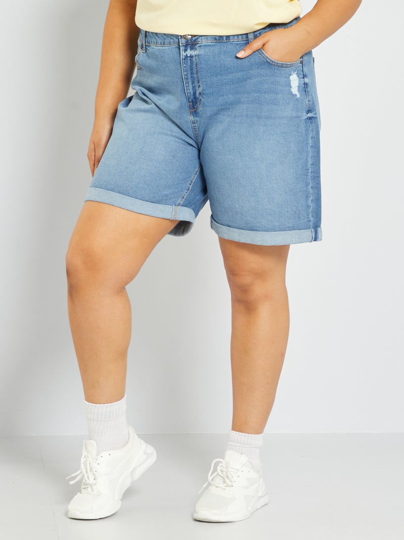 Short en jean effet troué Bleu - Kiabi