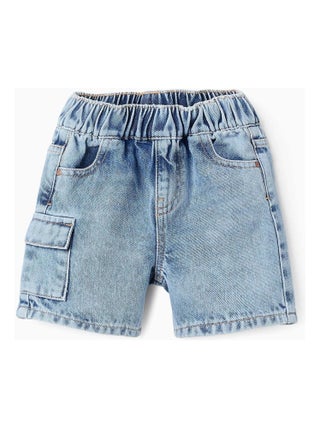 Short en Jean en Coton avec Poche Cargo