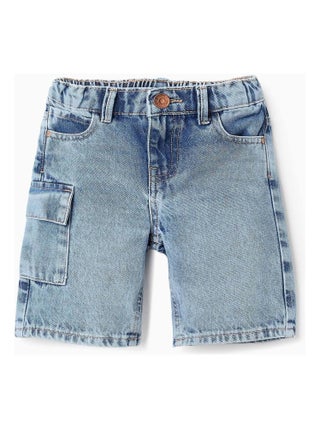 Short en Jean en Coton avec Poche Cargo