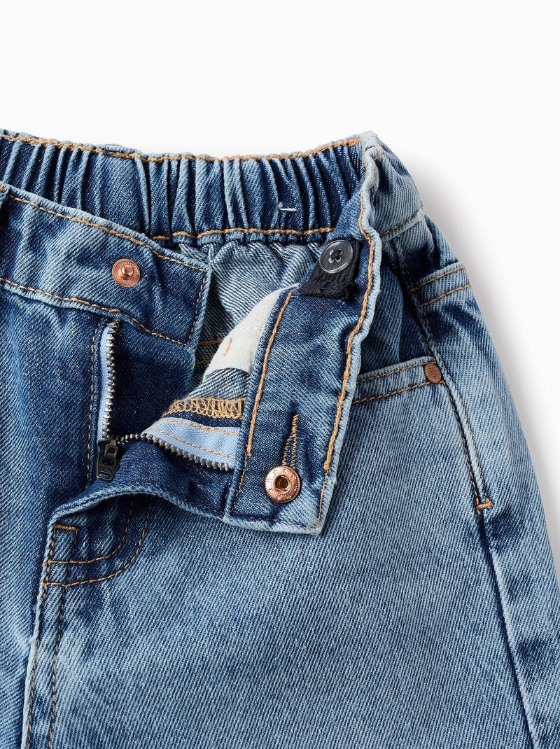 Short en Jean en Coton avec Poche Cargo Bleu clair - Kiabi