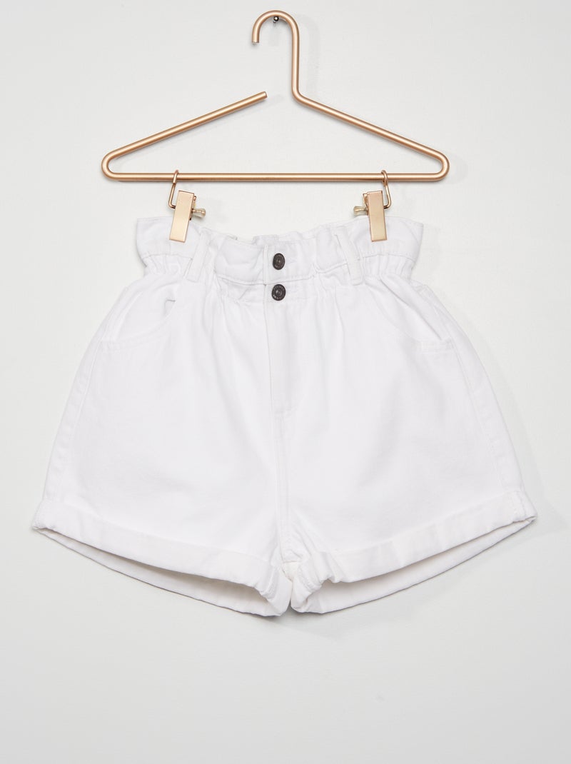 Short en jean mom taille haute blanc - Kiabi