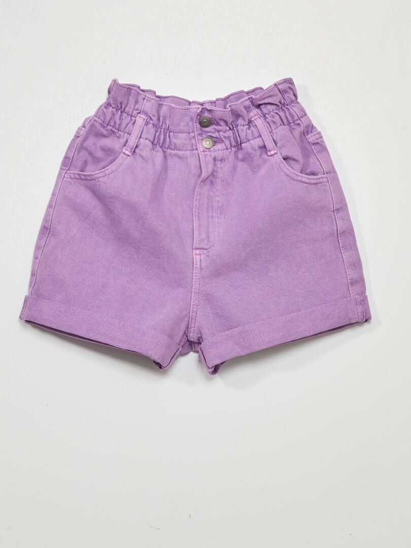 Short en jean paperbag Violet - Kiabi