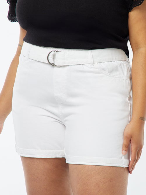 Short en jean taille haute avec ceinture - Kiabi