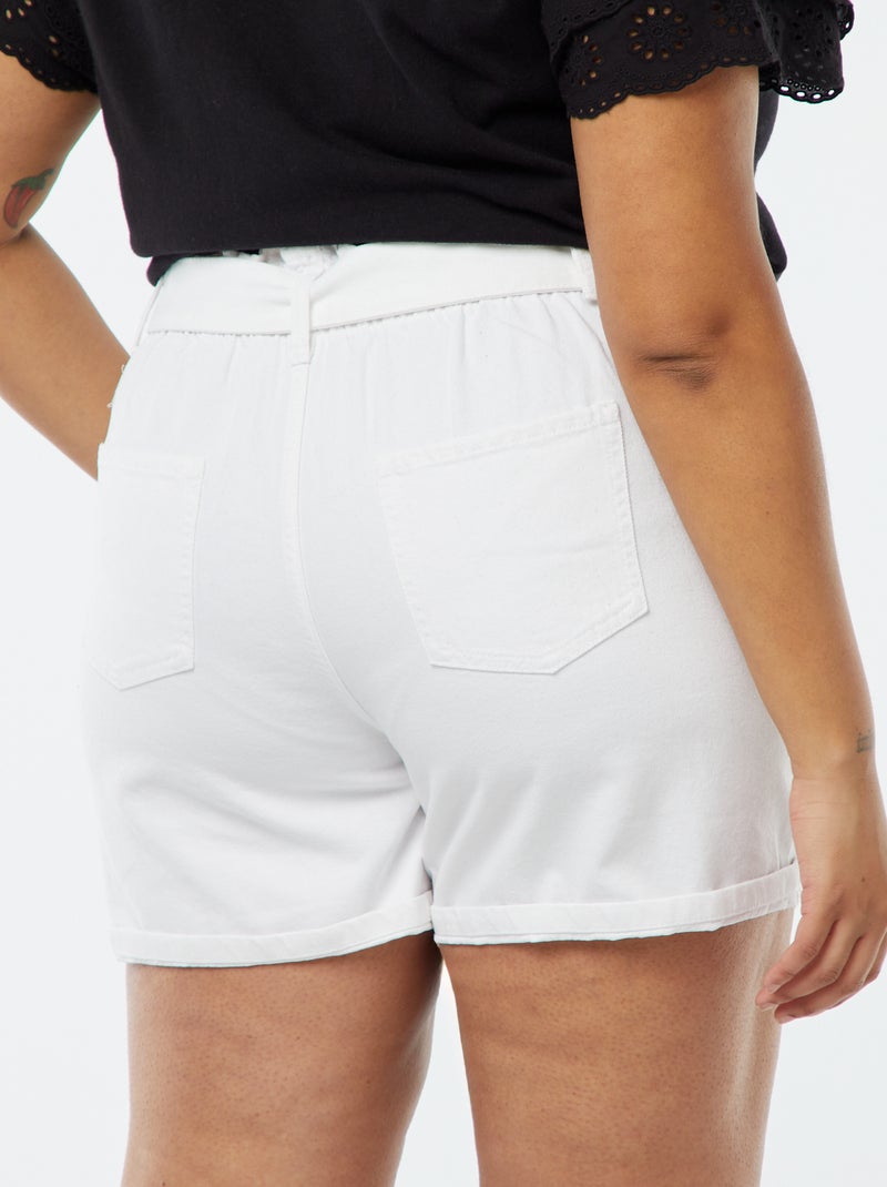 Short en jean taille haute avec ceinture Blanc - Kiabi