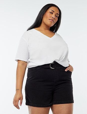 Short en jean taille haute avec ceinture