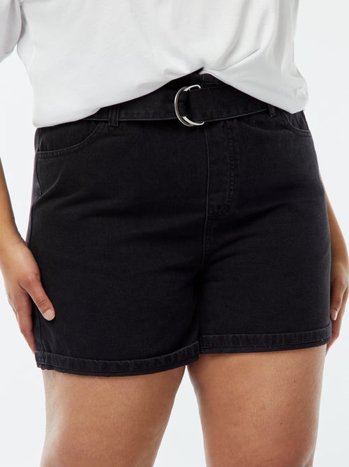 Short en jean taille haute avec ceinture - Kiabi