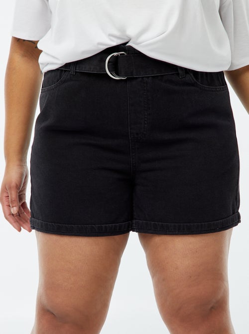 Short en jean taille haute avec ceinture - Kiabi