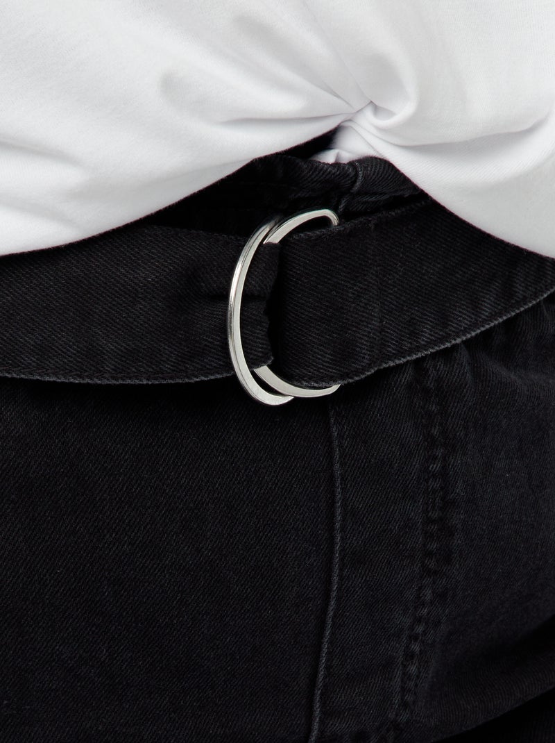 Short en jean taille haute avec ceinture Noir - Kiabi