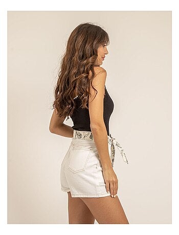 Short en jean taille haute avec ceinture XINES