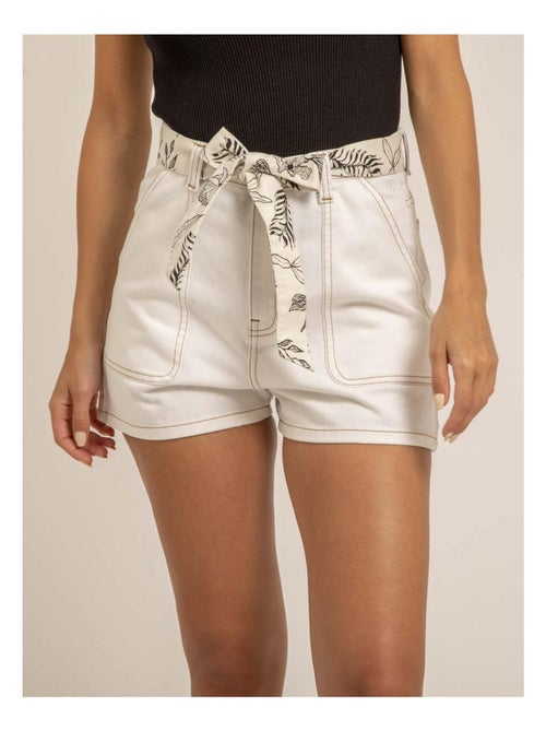 Short en jean taille haute avec ceinture XINES - Kiabi