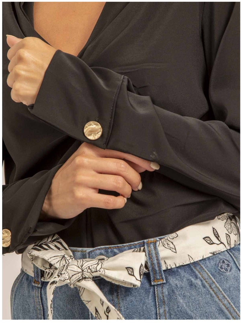 Short en jean taille haute avec ceinture XINES Bleu - Kiabi